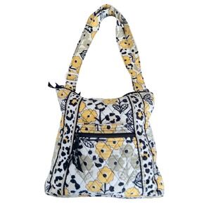 Vera Bradley Go Wild Yellow Floral Leopard Quilted Cotton Shoulder Crossbody Bag